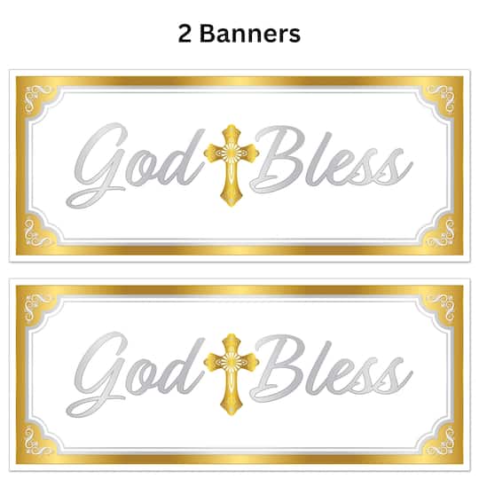 Beistle 30" x 6ft. God Bless Oversized Sign Banners, 2ct.